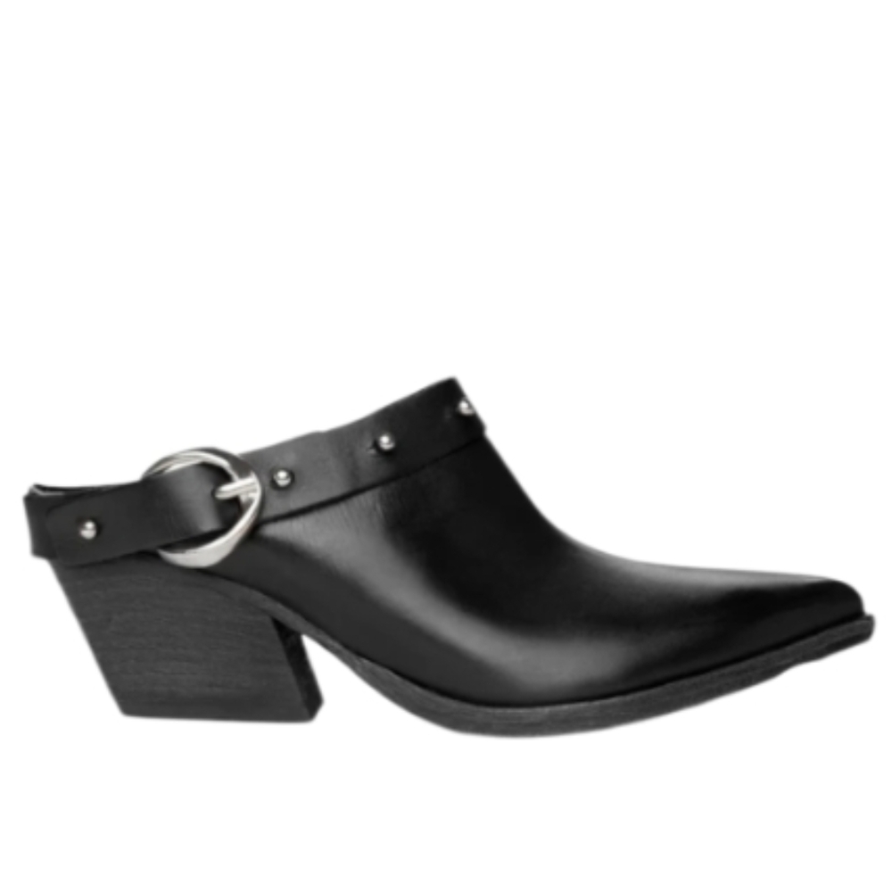 Golo Woody Black Leather Studded Women's Mule Bootie Size 9